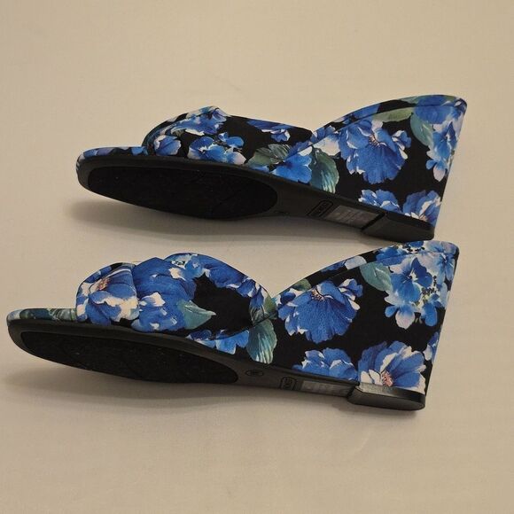 BRAND NEW NINE  WEST FLORAL  EMBELLISHMENT SQUARE OPEN TOE WEDGE SANDALS… - Picture 10 of 16